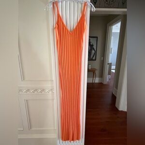 Ronny Kobo Collection Orange Ribbed V-Neck Maxi Dress